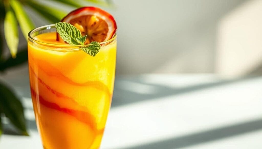 Blending Passion Fruit Mango Smoothie Blending Passion Fruit Mango Smoothie