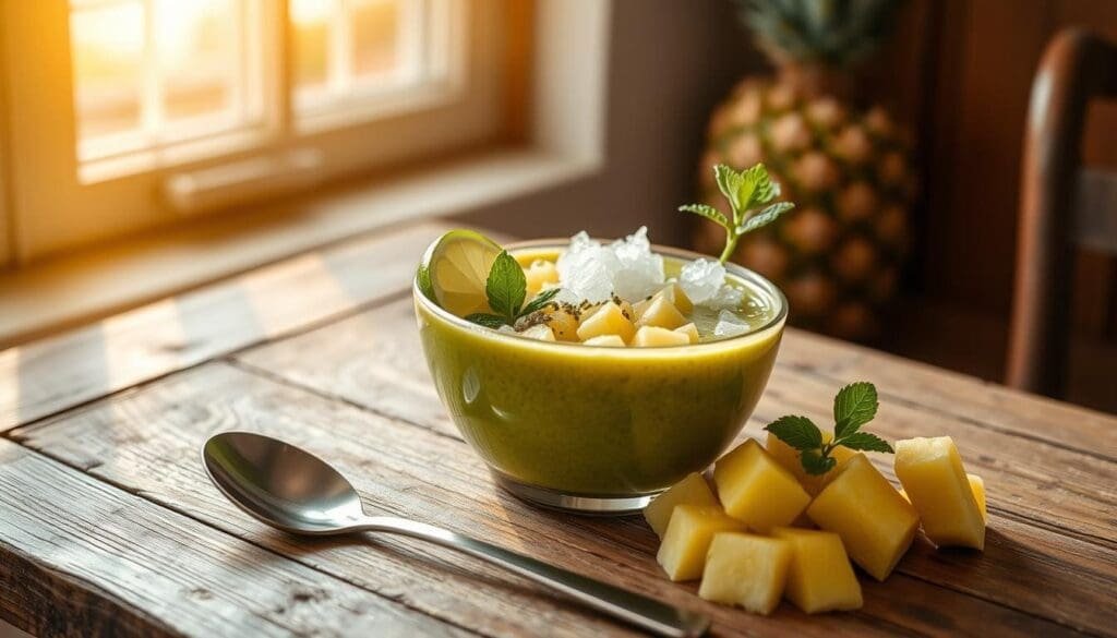 Customizing Smoothie with Lime and Herbs Customizing Smoothie with Lime and Herbs