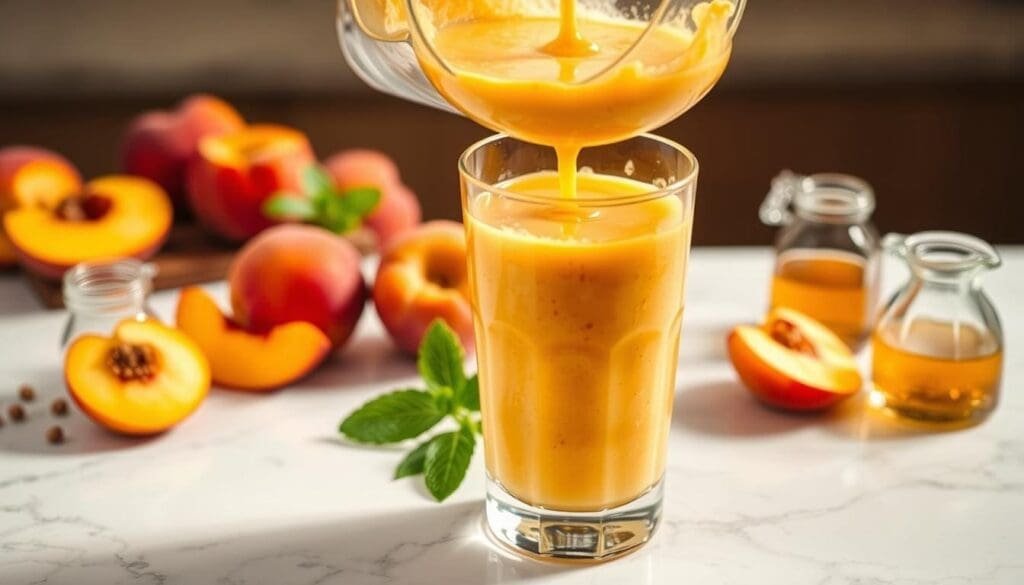 peach smoothie preparation